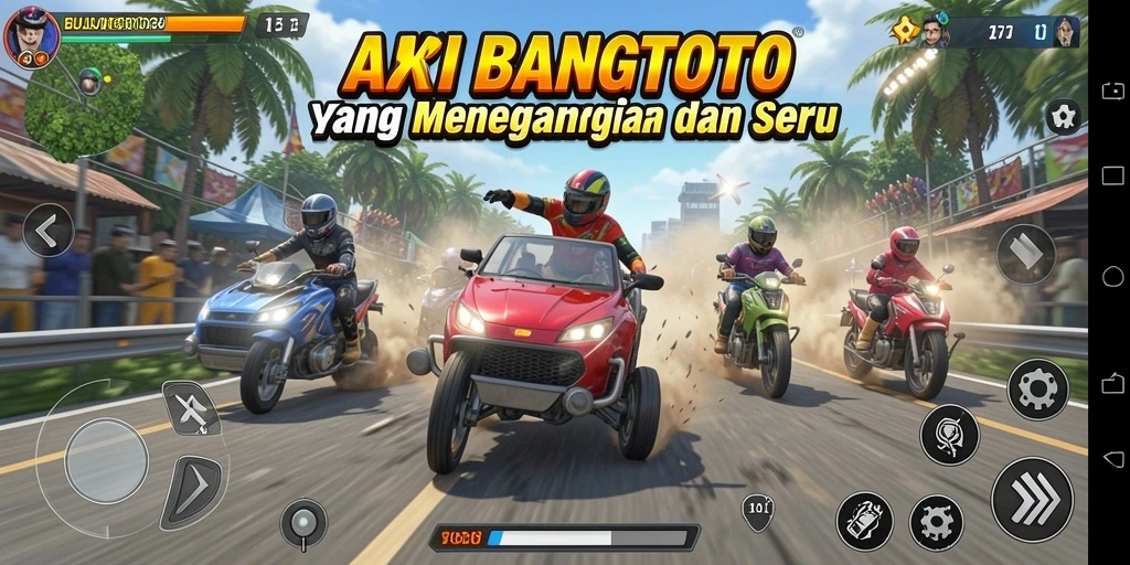 Tampilan gameplay yang mendebarkan dalam balapan di BUJANGTOTO.