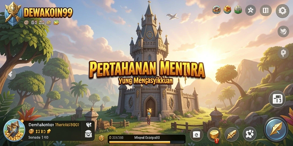 Tampilan gameplay DEWAKOIN99 yang menegangkan dalam Tower Defense.