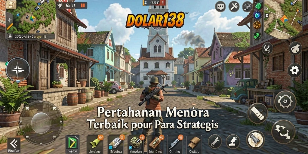 Tangkapan layar DOLAR138 menampilkan gameplay menara pertahanan yang intens.