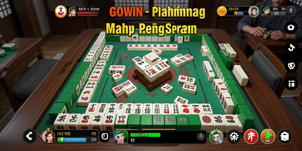 Tampilan gameplay GOWIN dengan pengaturan Mahjong yang menarik.