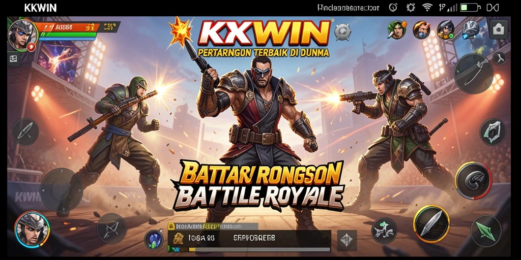 Screenshot KKWIN menampilkan aksi intens pertarungan Battle Royale.