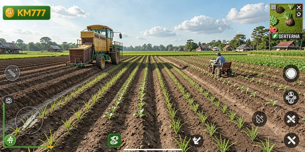 Screenshot KM777 menampilkan aksi bertani yang seru dan interaktif.