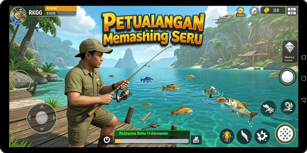 Tampilan gameplay RKGG dengan pengalaman memancing yang mendebarkan.