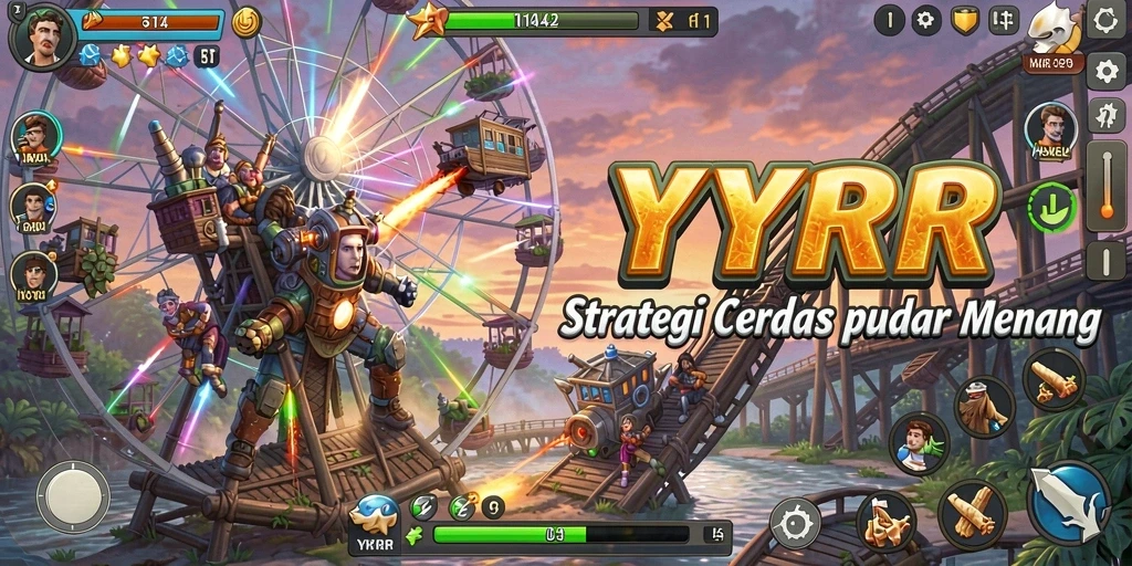 Tangkapan layar YYRR yang menampilkan aksi gameplay strategi yang intens.