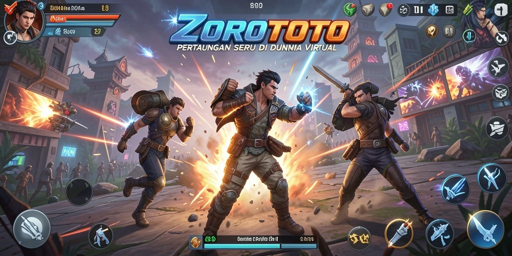 Tangkapan layar gameplay ZOROTOTO yang menunjukkan pertarungan mendebarkan.
